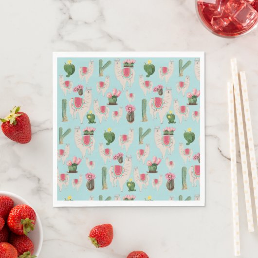 Cute Fiesta Llama & Cactus Pattern Servet (Insitu)