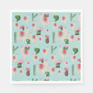 Cute Fiesta Llama & Cactus Pattern Servet