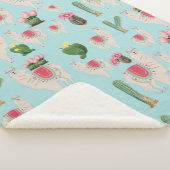 Cute Fiesta Llama & Cactus Pattern Sherpa Deken (3/4)