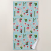 Cute Fiesta Llama & Cactus Pattern Strandlaken (Voorkant)