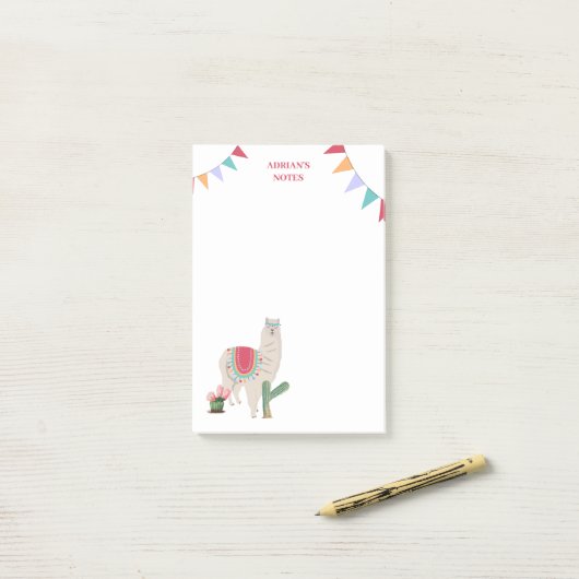 Cute Fiesta Llama & Cactus Post-it® Notes (Op bureau)
