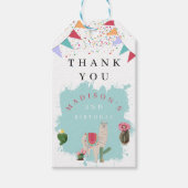Cute Fiesta Llama en Cactus Birthday Cadeaulabel (Voorkant)
