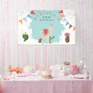 Cute Fiesta Llama en Cactus Birthday Spandoek