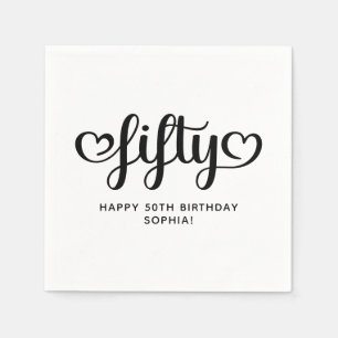 Cute Fifty Hearts Script 50ste verjaardag Servet