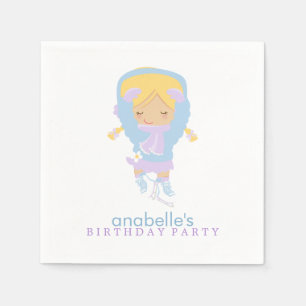 Cute Figuur Skater Girl's Birthday Party Servet