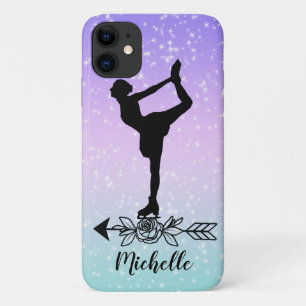 Cute Figuur Skating Girl Sparkle Custom Name iPhone 11 Hoesje
