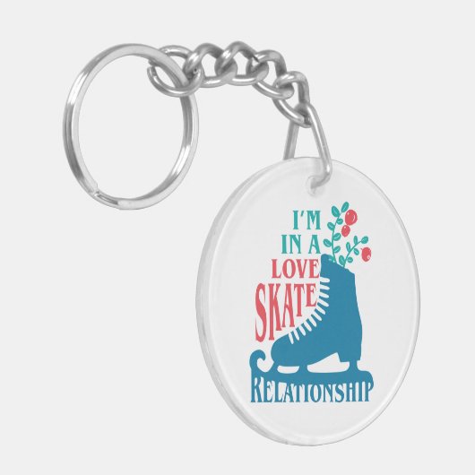 Cute Figuur Skating I'm in Love Schaats Relatie Sleutelhanger (Voorkant Links)