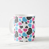 Cute Filigree Lace Hearts Pattern Koffiemok (Voorkant links)