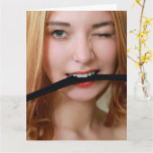 CUTE FILLE 'BIRTHDAY BITE' CARTE FUNNY (Fleur jaune)