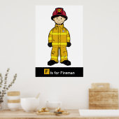Cute Fireman Poster (Keuken)