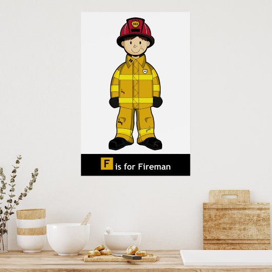 Cute Fireman Poster (Keuken)