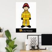 Cute Fireman Poster (Thuiskantoor)