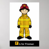 Cute Fireman Poster (Voorkant)
