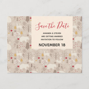 Cute Firest Animals Pattern Save the Date Wedding Uitnodiging Briefkaart