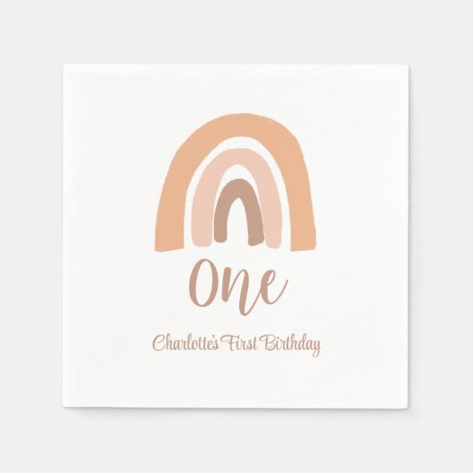 Cute First Birthday Pink Boho Rainbow Servet (Voorkant)