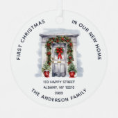 Cute First Christmas In Our New Home Family Photo Metalen Ornament (Voorkant)