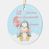Cute First Kerstmis Penguin Grandouders Pink Keramisch Ornament (Links)