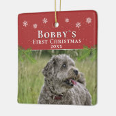 Cute First Kerstpuppy Red Kerstfoto Keramisch Ornament (Links)