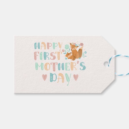 Cute First Moederdag Boho Typography Cadeaulabel (Voorkant (Horizontaal))