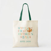 Cute First Moederdag Boho Typography Personalize Tote Bag (Voorkant)