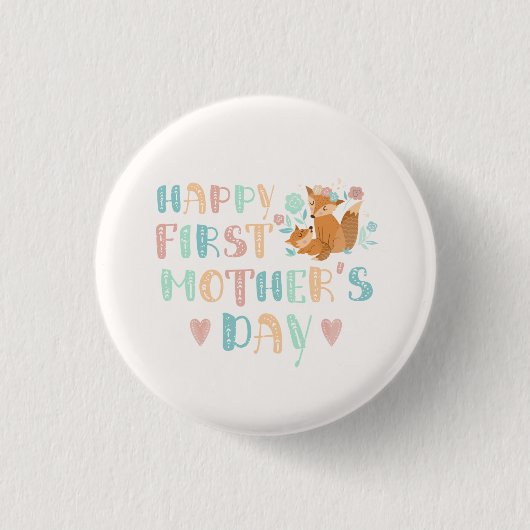 Cute First Moederdag Boho Typography Ronde Button 3,2 Cm (Voorkant)