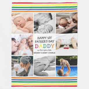 Cute First Vaderdag papa   Fotocollage Fleece Deken