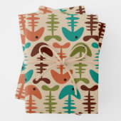 Cute Fish Bone Patroon Inpakpapier Vel (In situ)