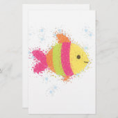 Cute Fish Cartoon Briefpapier (Voorkant / Achterkant)