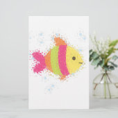 Cute Fish Cartoon Briefpapier (Staand voorkant)