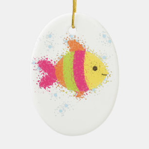 Cute Fish Cartoon Keramisch Ornament