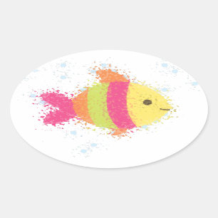 Cute Fish Cartoon Ovale Sticker