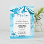 Cute Fish Nautical Baby shower Invitation Kaart (Staand voorkant)