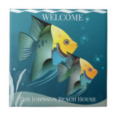 Cute Fish Ocean Beach House Ceramic Tegel Tegeltje (Voorkant)