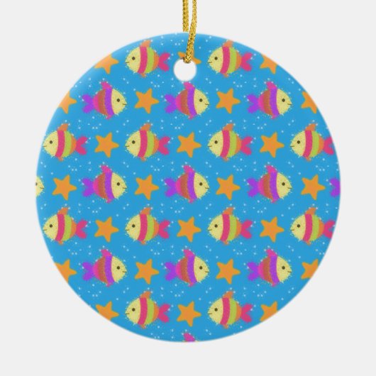 Cute Fish & Starfish Pattern Keramisch Ornament (Voorkant)