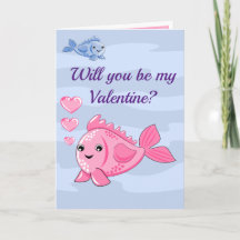 Cute Fish Valentijn Folded Wenskaart