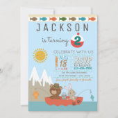 Cute Fishing Anniversaire Fête Invitations (Devant)