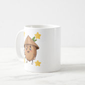 Cute Fishing Coconut with Conical Hat Cartoon Mug (Devant gauche)