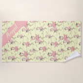 Cute Flamants roses personnalisés Serviette de pla (Devant)
