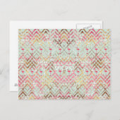 Cute Flamingo Abstract Roze Green Zigzaga Pattern Briefkaart (Voorkant / Achterkant)