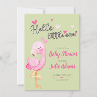 Cute Flamingo Baby shower Invitation for Girl Kaart