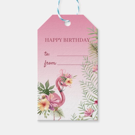 Cute Flamingo Cadeaulabel (Voorkant)