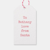 Cute Flamingo Child Name Love Santa KerstKerstmis Cadeaulabel (Achterkant)