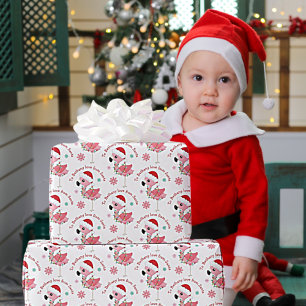 Cute Flamingo Child Name Love Santa KerstKerstmis Cadeaupapier