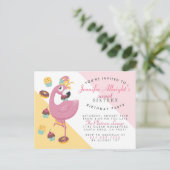 Cute Flamingo, Cupcakes & Doughnuts Sweet 16 Party Uitnodiging Briefkaart (Staand voorkant)