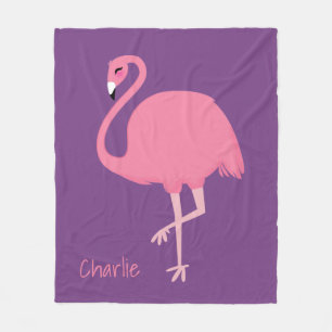 Cute Flamingo custom name fleece dekens