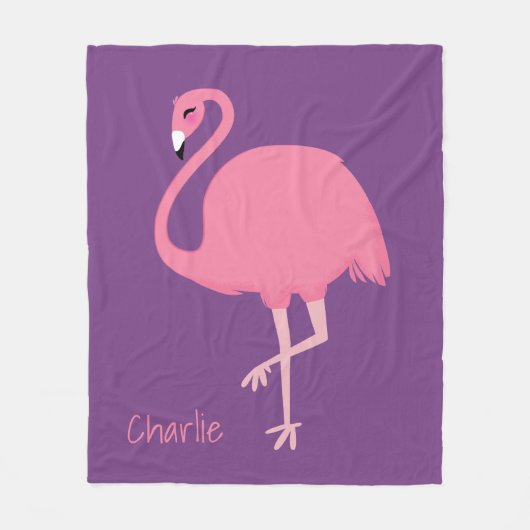 Cute Flamingo custom name fleece dekens (Voorkant)