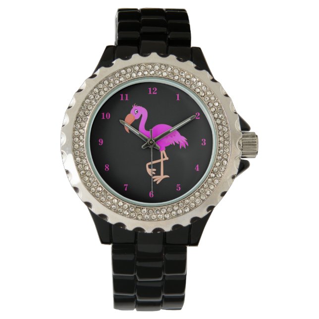 Cute Flamingo - Happy - Horloge (Voorkant)