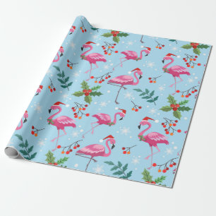 Cute Flamingo kerstpatroonverdringerpapier Cadeaupapier