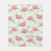 Cute Flamingo patroon aangepaste naam fleece blank (Voorkant)