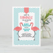 Cute Flamingo Tropical Let's Flamingle Baby shower Kaart (Staand voorkant)